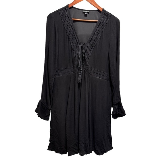 Torrid At The Knee Gauze Blouson Black Skater Dress Size 1x - Picture 5 of 14